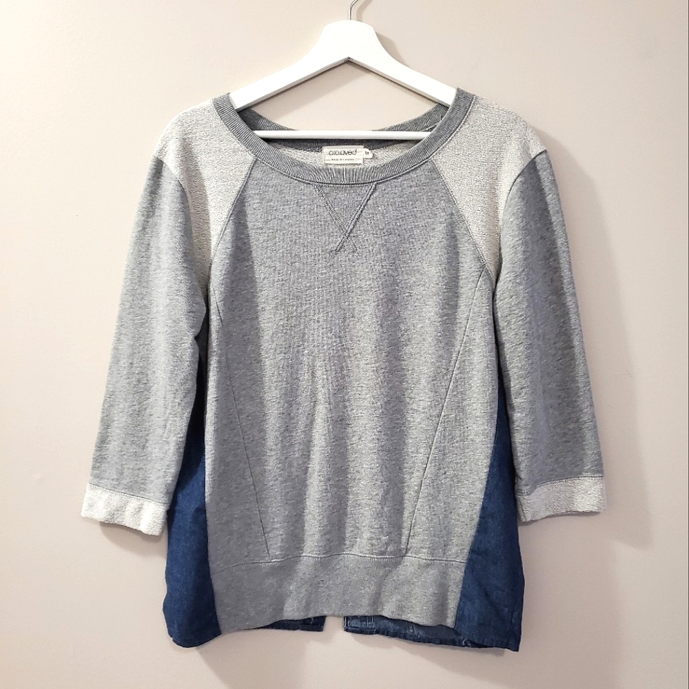 Preloved Made in Canada - Unique Denim Back Sweatshirt - Size M